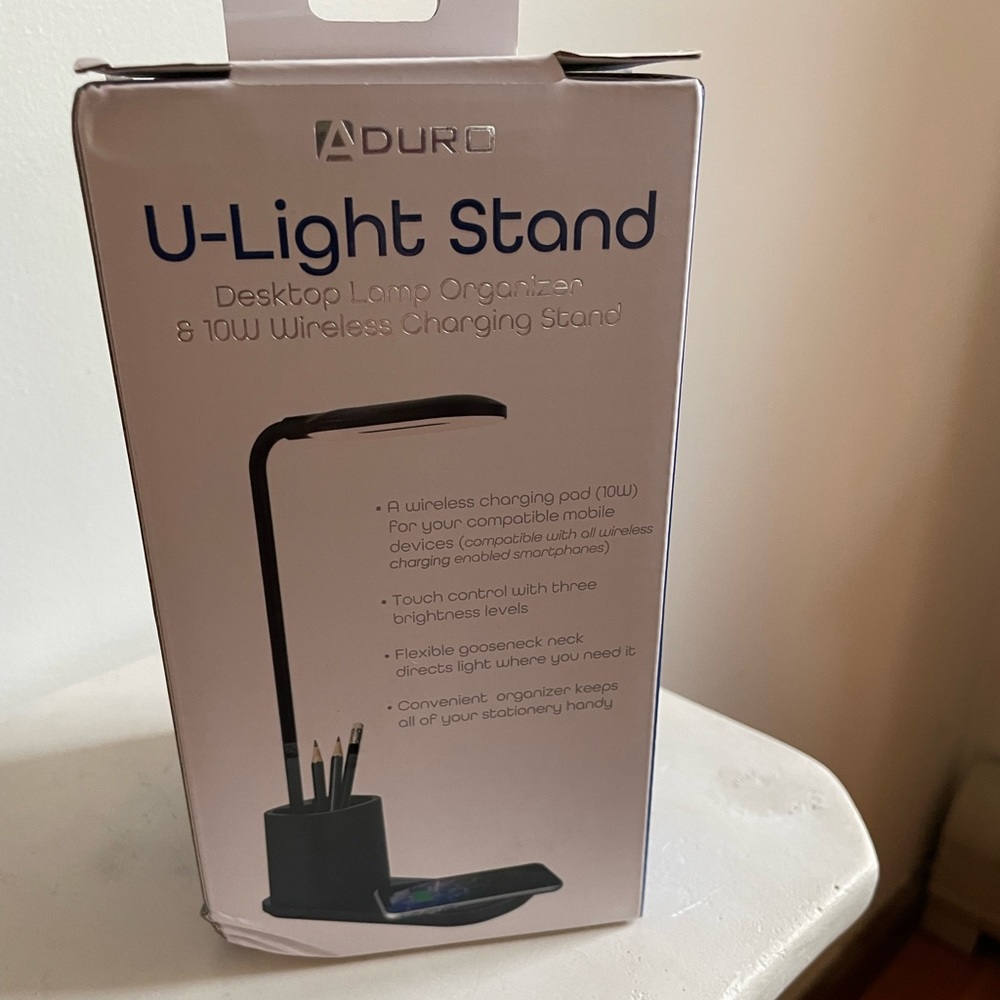 Wireless charging stand desk organizer $69.99 by Aduro for iPhone android white - Picture 2 of 3